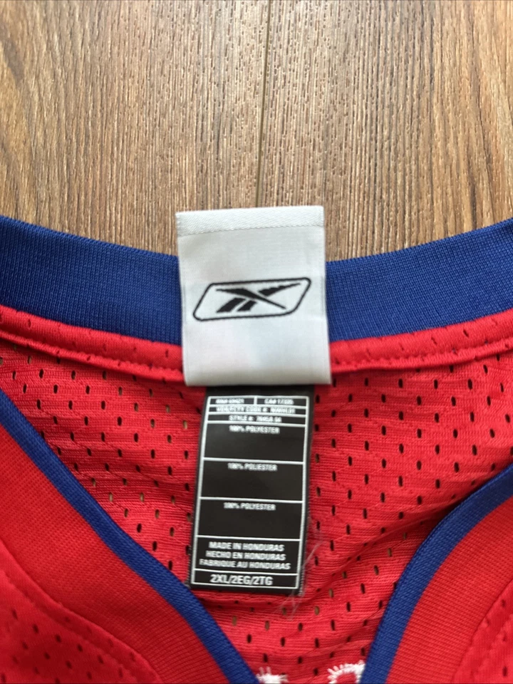 Camiseta deportiva XXL para hombre Reebok Detroit Pistons roja #3 Ben Wallace Foto 3 de 4