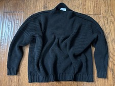 The Knotty Ones Laumes Merino Wool Mock Neck Oversized Sweater One Size Black