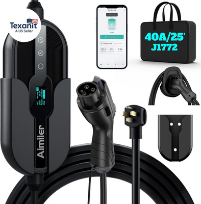 Level 2 Electric Vehicle (EV) Charger(Wifi App/Plug-Play), 40A, 25Ft Cable ETL C