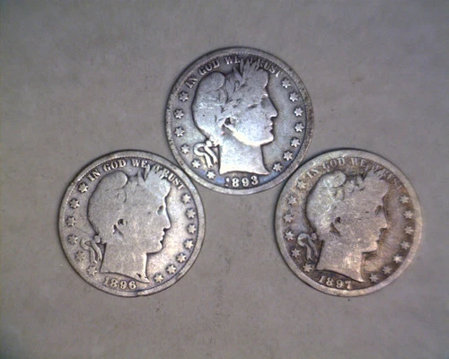 1893,1896,1897-S, BARBER HALF DOLLARS BELOW SILVER VALUE