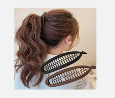 Long Banana Clips for Thick Thin Hair, Round Lay Down for Women Matte/ponytail..