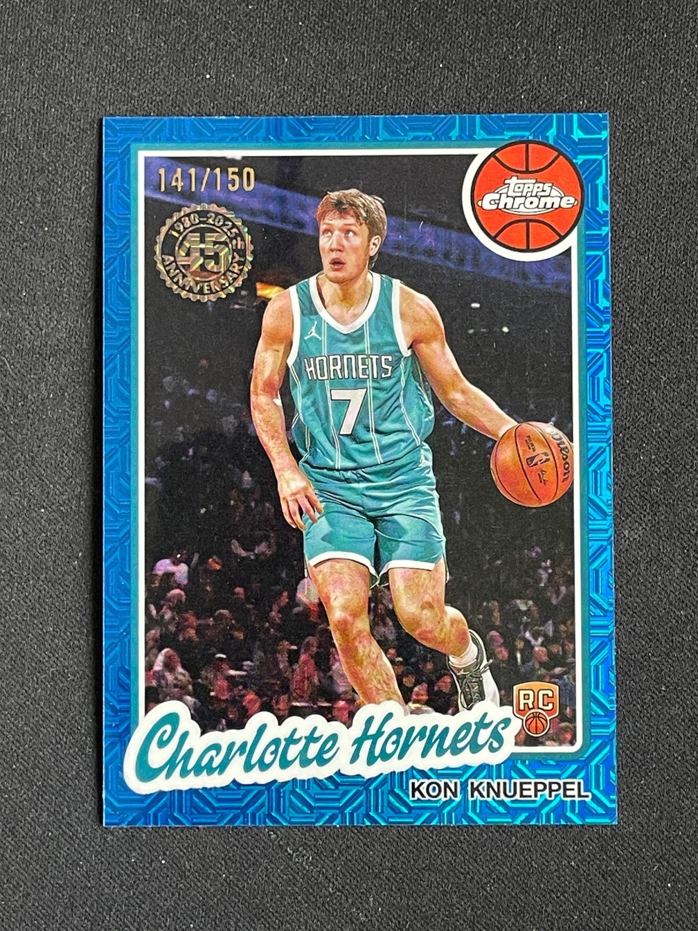 Kon Knueppel 2025-26 Topps Flagship Silver Pack Chrome Blue Mojo 141/150 RC