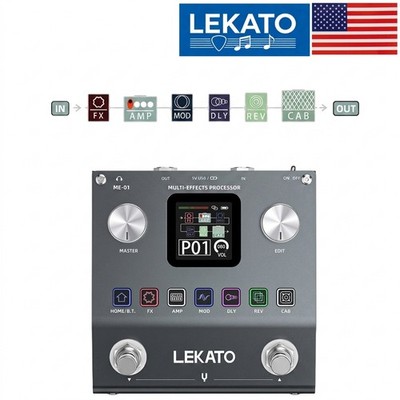 LEKATO Multi Effects Guitar Pedal Pocket Processor 20 IR 80 Presets Rechargeable
