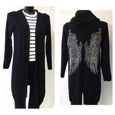 Strickjacke CARDIGAN JACKE Kapuze STRASS Engelsflügel L/XL ✅Neu Übergangsjacke