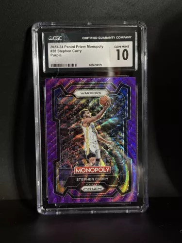 Stephen Curry 2023-24 Panini Prizm Monopoly - Purple Wave Prizm #28 - CGC 10