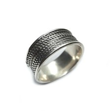 Genuine Sterling Silver Ring Rope Band 10mm Wide Solid Hallmarked 925 Handmade