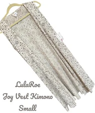 NWT Lularoe Joy Duster Vest- Brown Twinkle Stars on an Ivory Background- Small
