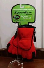 Zipper Back Gloves Kids Red Fleece