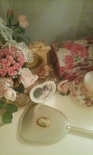 Miroir de coiffeuse vintage camée victorienne