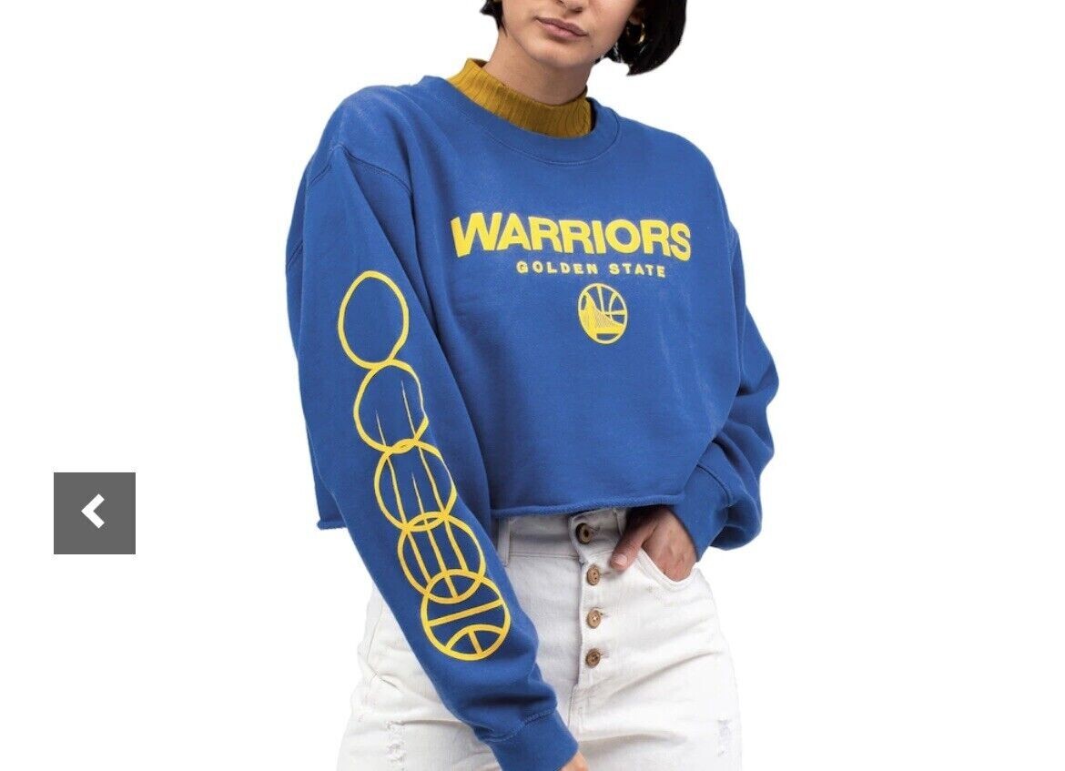 Golden State Warriors Crewneck Blue Crop Sweater Size Medium