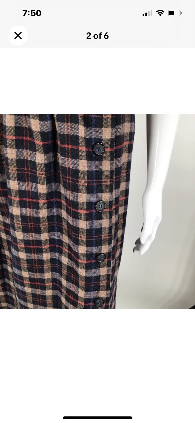 Abito donna Yves Saint Laurent linea A marrone a quadri senza maniche scollo a V cerniera L