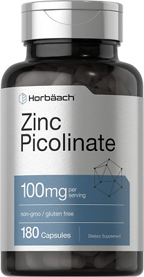 Zinc Picolinate 100Mg | 180 Capsules | High Potency | Non-Gmo, Gluten Free | Zin