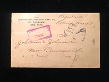 NY NEW YORK REGISTERED 1914 COVER #Q5 BLK/4 UNUSUAL USE OF 5¢ PARCEL POST BLOCK