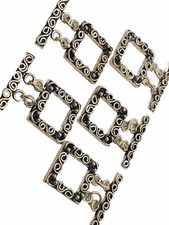 Ornate Silver Tone Toggle Clasp Findings Qty: 10