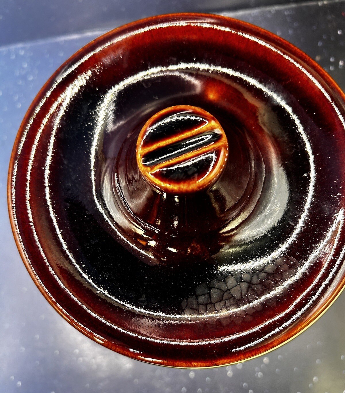 Vintage Dark Brown Glaze Pottery Ceramic Crock with Lid