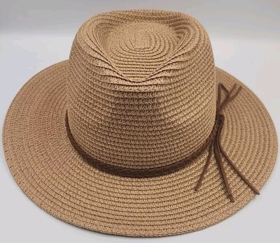 furtalk beach sun straw hat Wide Brim Leather Braided Band  display picture 2