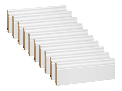 Vorteilspack Hamburger Leiste aus MDF Weiß folierte Fußleiste ral9016 | 19x100mm