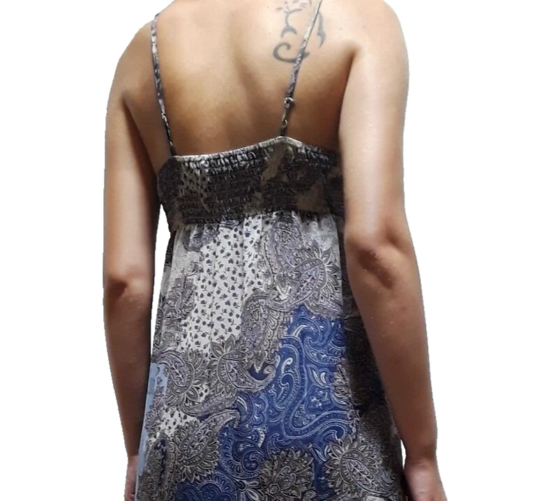 Vestido Largo Azul Paisley Casi Vintage Bohemio Forever 21 Azul DIVERTIDO BEACH TRAVE Foto 3 de 4