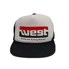 Vintage West Roofing Trucker Snapback Mesh Hat Black Adjustable Cap 