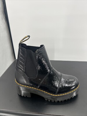 Martens Rozalie Distressed Patent Healed Chelsea Boots