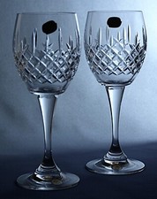 BOHEMIA CRYSTAL - YORK DESIGN - LOT OF 2 x WINE GLASSES  18.8cm / 7 3/8"