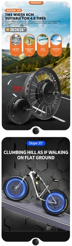 20-26" E-bike Fat Tire Conversion Kit 48V 500-3000W Front/Rear Hub Motor Wheel - Picture 16 of 16