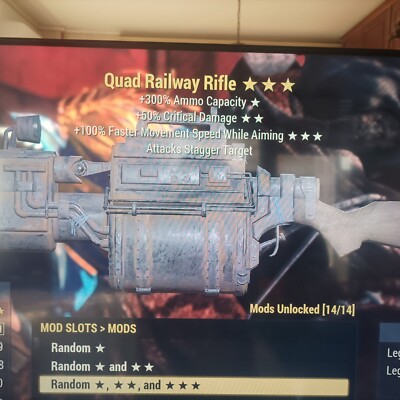 fallout 76 ps4 ps5 Quad Railway Rifle