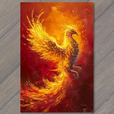 STICKER Phoenix Fire Bird Flames Surrounding Body Wings Yellow Red Detailed Fu