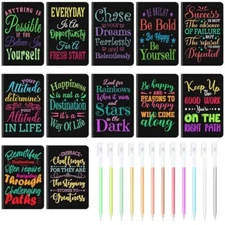 Pcs Mini Inspirational Notebooks Bulk with Pcs Colorful Pens, Small 12 Black