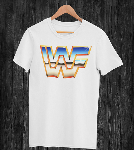 RETRO TEES Mens 80s WWF Colour Logo T 