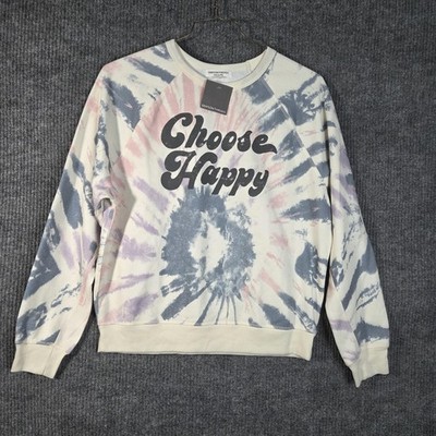 GRAYSON/THREADS Sweatshirt Womens S Multicolor Tie Dye Choose Happy Pullover