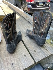 1940  s 50  s. Vintage Acme peewee cowboy Inlay Cut Out boots..Kids