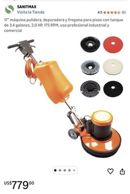 Sanitmax 17'' Floor Buffer Scrubber Polisher Machine with 3.4 Gallon Tank, 2.0 HP