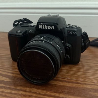 Black Nikon N6006 Camera + Shoulder Bag w/ Adjustable Strap