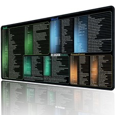 Excel Word Cheat Sheet Mousepad, 27.6x11.8 In Extra Large Desk Mat Shortcut, A