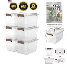 6-Pack Clear 7 Quart Storage Latch Box/Bins, Plastic Stackable Latching Box w...