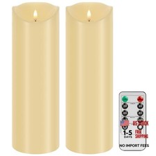 Large Outdoor Flameless Candles - 4" x 12" Battery Operated Flickering LED 12IN