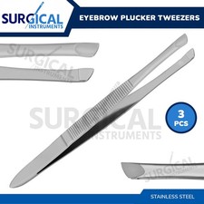 3 Pc Slant Tip Eyebrow Tweezers Non Slip Handle Precision Hair Removal German Gr