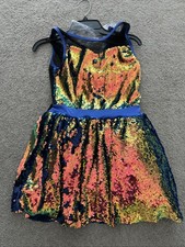 Girls dance Costume Size 5-6 Blue black Sequin