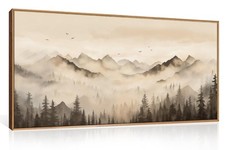 Nature Misty Forest Framed Canvas Wall Art Set, Foggy Landscape Wall Decor, W...
