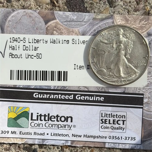 1940 S Walking Liberty Half Dollar About UNC-50 90% Silver