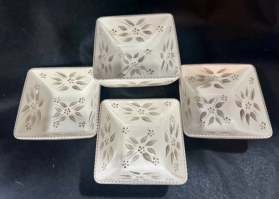 Juego de 4 cuencos para servir sopa de cereal Temptations OLD WORLD TAUPE 22 oz T49092 usados en excelente estado Foto 4 de 4