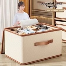 Oxford Fabric Storage Box Beige with Flip Top for Clothes and Household Storage
