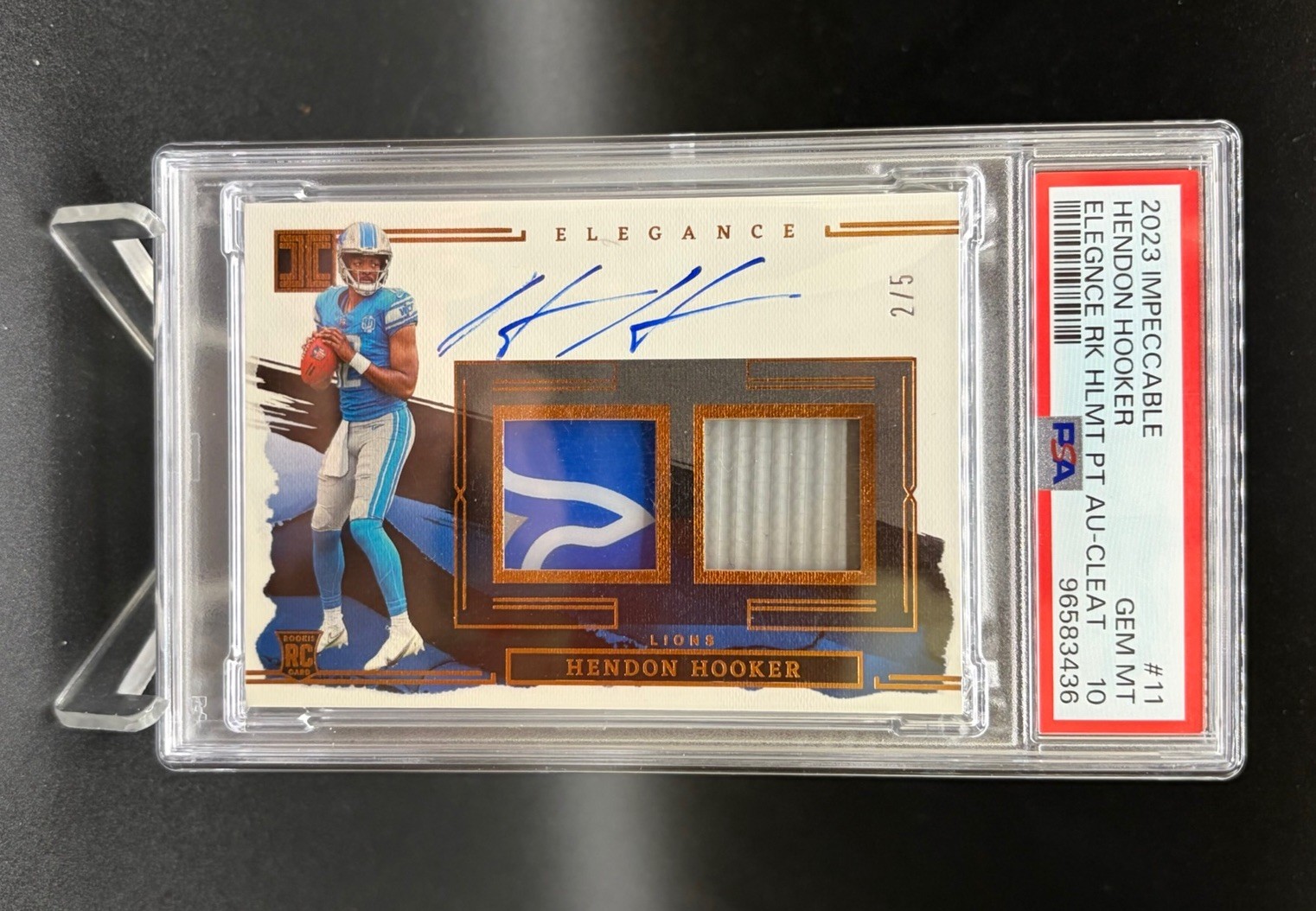 2023 Impeccable Hendon Hooker RPA # /5 RC Patch Auto PSA 10 Tennessee view 3