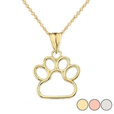 Gold Dainty Dog Paw Print Pendant Necklace Yellow/Rose/White 0.66''