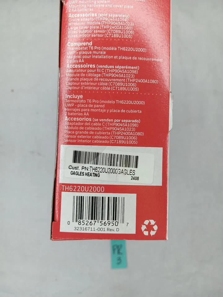 Honeywell *CONTRACTOR BRANDED - see pics* T6 PRO TH6220U2000 Thermostat - Image 3 of 4