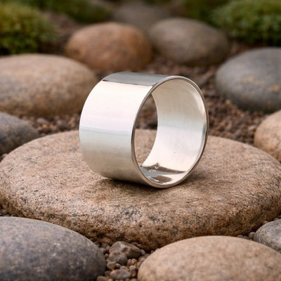 Sterling Silver Band Ring, Wide Flat Thumb Ring (5mm) Comfort Fit Band Ring  Thu