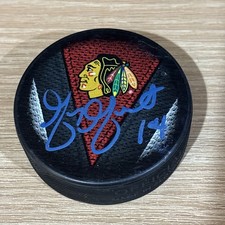 NHL Hockey Chicago Blackhawks Greg Gilbert #14 - Signed Official NHL Puck