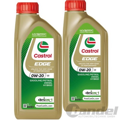 2x 1L CASTROL EDGE C5 0W20 MOTORÖL passend für OPEL OV 040 1547 A20 MB 229.71