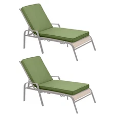 Aoodor 2Pcs Patio Chaise Lounge Cushion Pad Outdoor Water Resistant Mat, Green